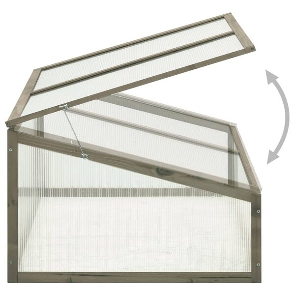 vidaXL Greenhouse Grey Solid firwood, PC board Small Collapsible