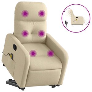 vidaXL Electric Stand Up Massage Recliner Chair Cream Polyester Standard