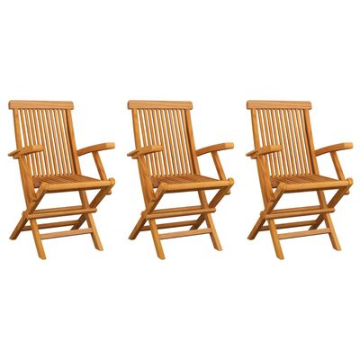 vidaXL Patio Chairs with Anthracite Cushions 3 pcs Solid Teak Wood