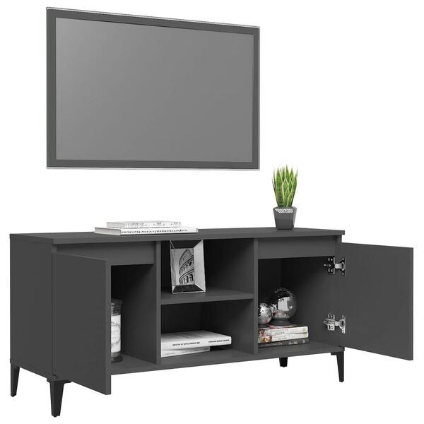 vidaXL TV Cabinet Gray Engineered wood, metal Medium TV Cabinet
