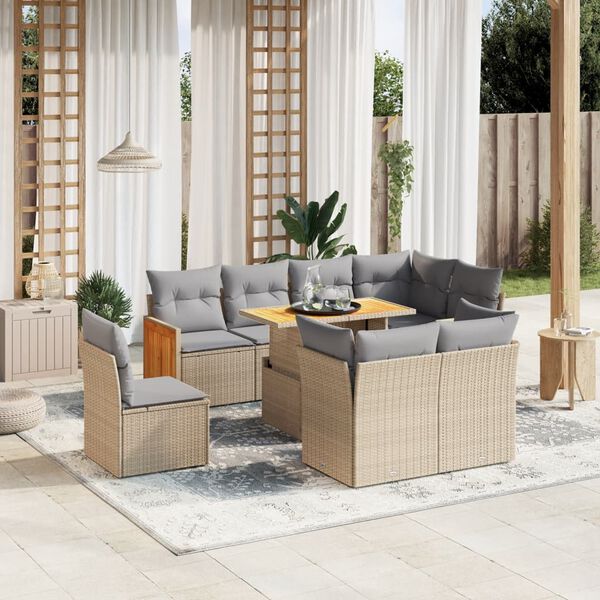 vidaXL Garden Sofa Set Beige, Light Grey