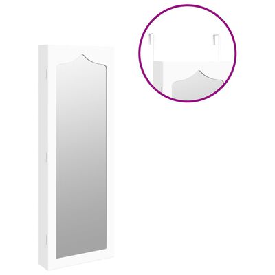 vidaXL Mirror Jewelry Cabinet Wall Mounted White 14.8"x3.9"x41.7"