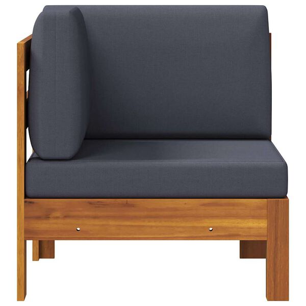 vidaXL Corner Sofa Dark grey Solid acacia wood, 100% polyester Medium