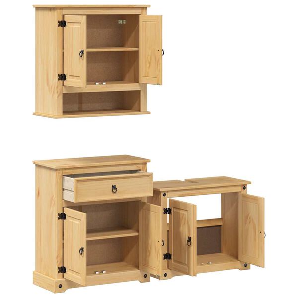 vidaXL Bathroom Furniture Set Honey Solid pine wood L