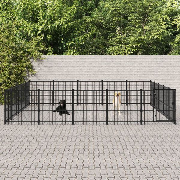 vidaXL Dog Kennel Black Powder-coated steel 253.0 sq ft Durable