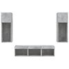 vidaXL 5 Piece TV Wall Units with LED Concrete Gray Engineered Wood