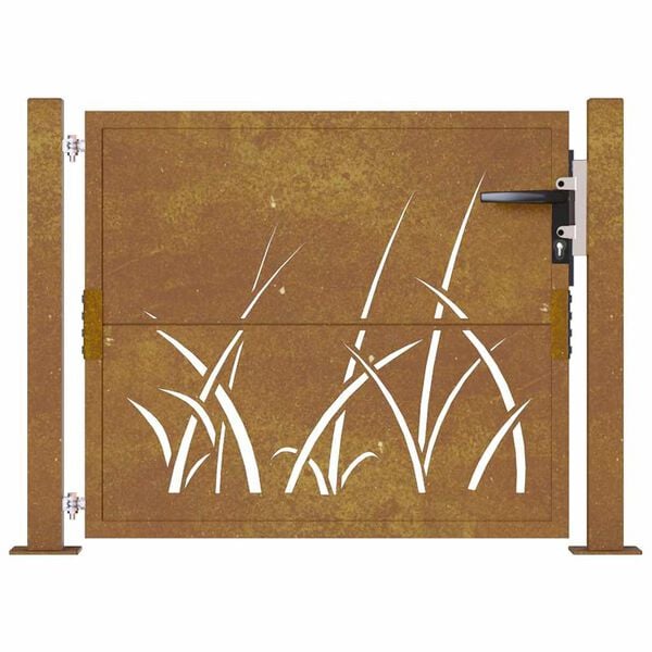 vidaXL Garden Gate 41.3x41.3" Corten Steel Grass Design