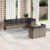 vidaXL Garden Sofa Set Grey PE rattan, powder-coated steel Large