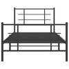 vidaXL Bed Frame Black Powder-Coated Steel 42.1x79.9 in Metal Bed Frame