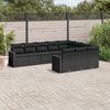 vidaXL Garden Sofa Set Black PE Rattan, Powder-Coated Steel Large