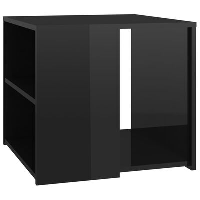 vidaXL Side Table High Gloss Black 19.7"x19.7"x17.7" Engineered Wood