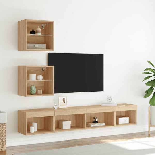 vidaXL 5 Piece TV Wall Units with LED Sonoma Oak Engineered Wood