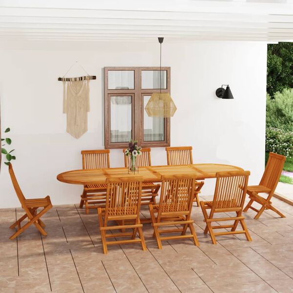 vidaXL Garden Dining Set Warm wood color Fine sanded teak hardwood Large