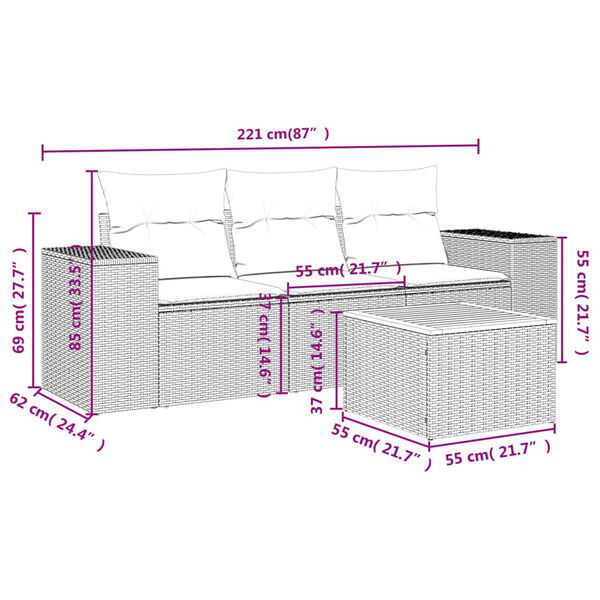 vidaXL Garden Sofa Set Beige, Light Grey