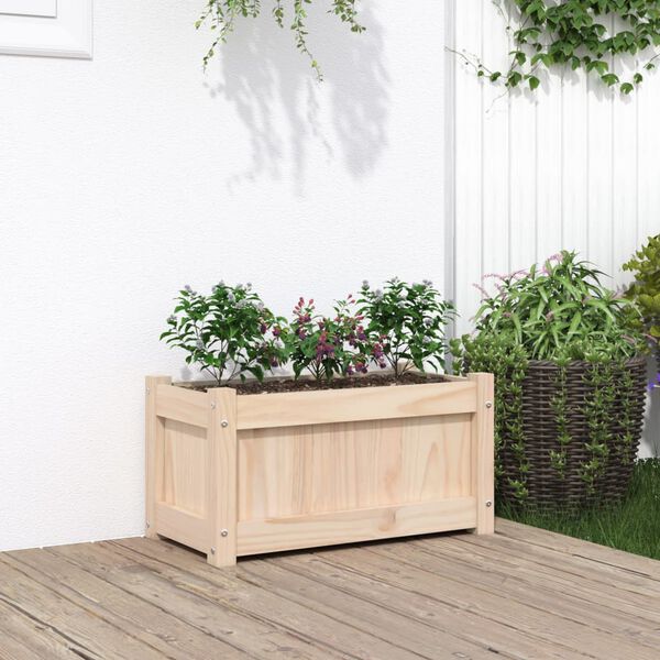 vidaXL Garden Planter Natural wood color Solid pine wood Medium