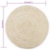 vidaXL Area Rug White and natural Jute and cotton 35.4 in diameter