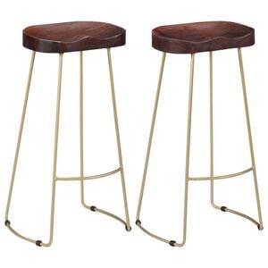 vidaXL Bar Chair Set of 2 Walnut brown and brass