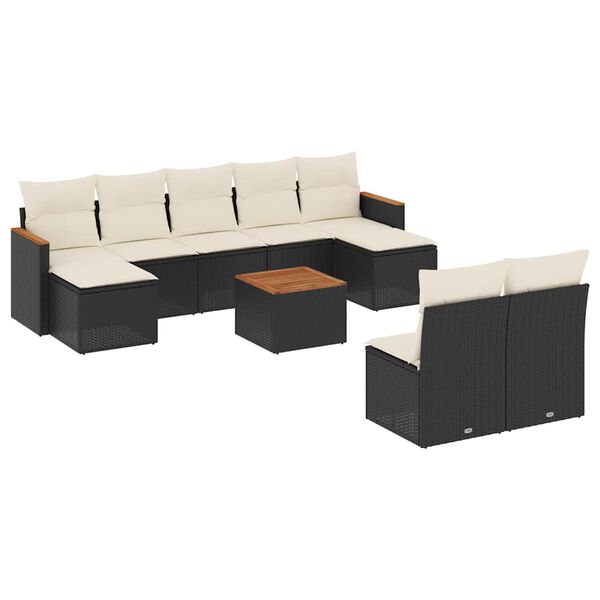 vidaXL Garden Sofa Set Black, Cream White