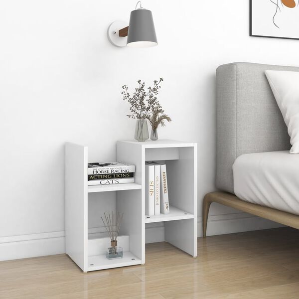 vidaXL Bedside Cabinet Set of 2 White Engineered Wood Bedside Cabinet