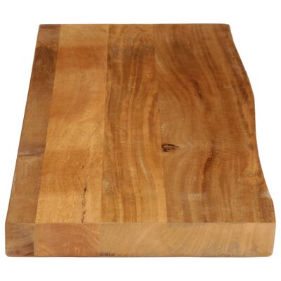 Square wooden cutting board with multi-plank top and rounded edges.