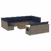 vidaXL 14 Piece Garden Sofa Set with Cushions Grey Poly Rattan