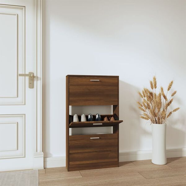 vidaXL Shoe Cabinet Brown Oak Engineered wood Standard Shoe Cabinet