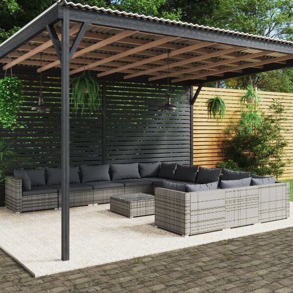 vidaXL Garden Lounge Set Gray, Anthracite PE rattan Large Modular