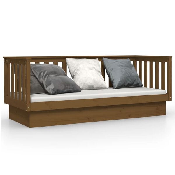vidaXL Day Bed Honey brown Solid pine wood Twin