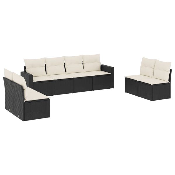 vidaXL Garden Sofa Set Black and Cream