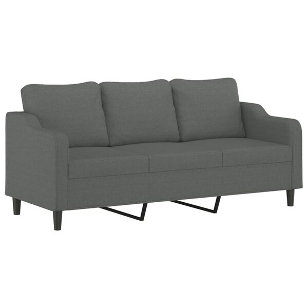 vidaXL 3-Seater Sofa With Footstool Dark Grey