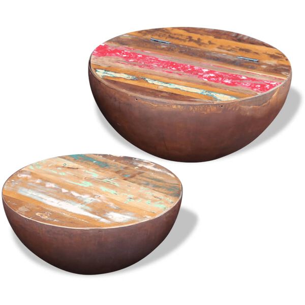 vidaXL Coffee Table Set of 2 Multicolour Reclaimed wood Small Durable