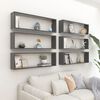 vidaXL Wall Shelf Set of 6 Gray Engineered wood Large Wall Shelf