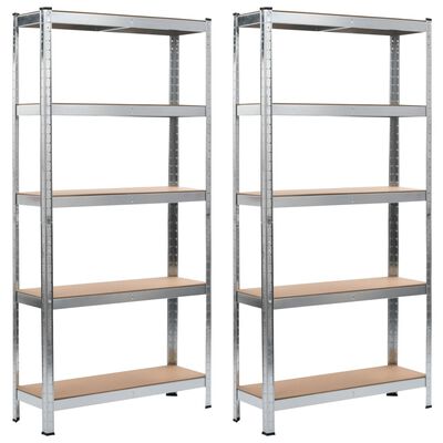 vidaXL Storage Shelves 2 pcs Silver 35.4"x11.8"x70.9" Steel and MDF