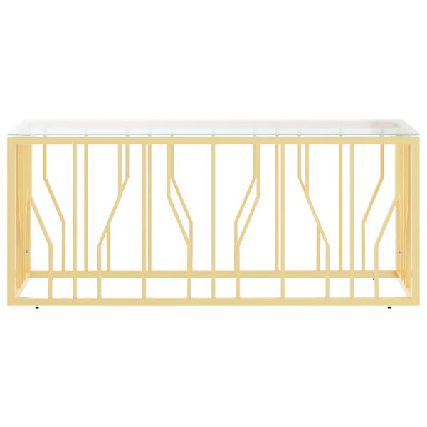 vidaXL Coffee Table Gold Stainless steel, tempered glass