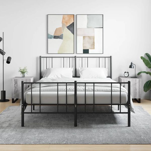 vidaXL Bedside Cabinet Set of 2 Grey Sonoma Engineered Wood, Iron