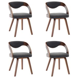 vidaXL Dining Chair Set of 4 Dark grey and dark brown Fabric and bentwood