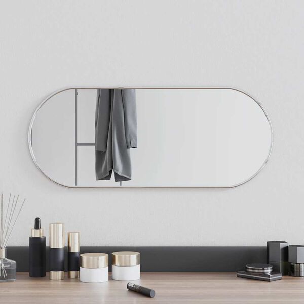 vidaXL Wall Mirror Silver Glass 23.6 in x 9.8 in Wall mounting