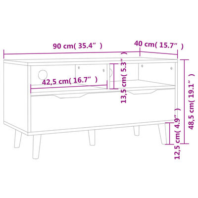 vidaXL TV Stand Concrete Gray 35.4"x15.7"x19.1" Engineered Wood