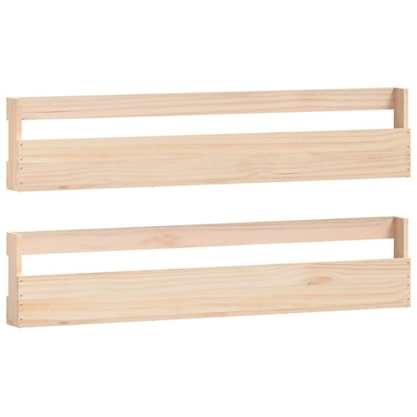 vidaXL Wall-mounted Shoe Rack Set of 2 Natural Wood Solid pine wood