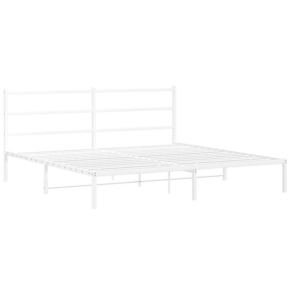 vidaXL Bed Frame White Powder-coated steel Full Bed Frame Rectangular