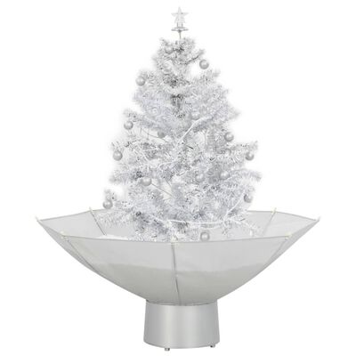 vidaXL Snowing Christmas Tree with Umbrella Base White 2 ft