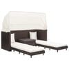 vidaXL Sofa Bed Brown and Cream White PE Rattan, Powder-Coated Steel