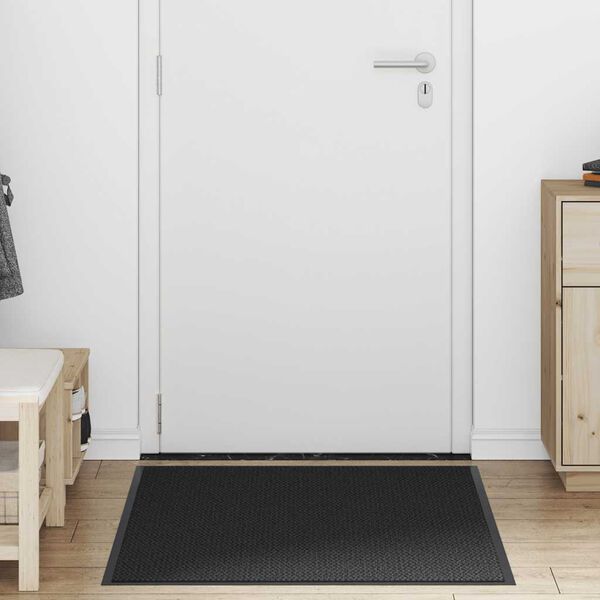 vidaXL Doormat Black PP (Polypropylene) and PVC 35.4x59.1 in Non-slip