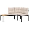vidaXL Garden Sofa Set Black Powder-coated steel Large Modular
