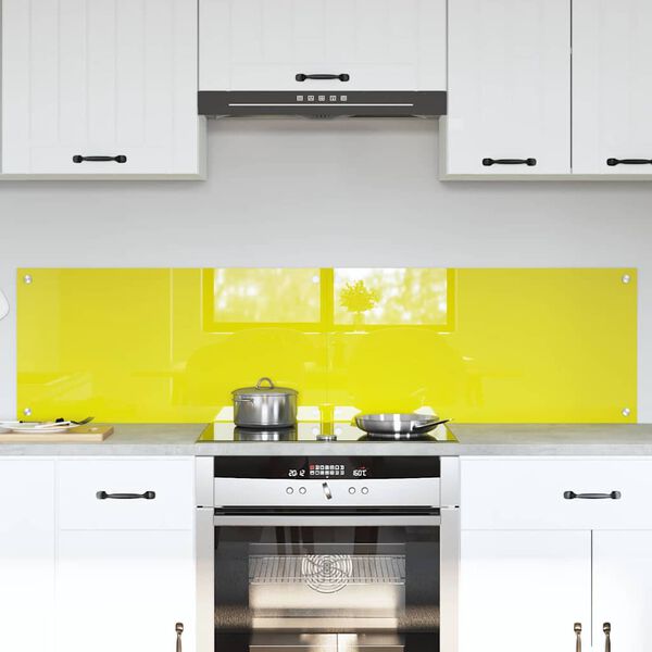 vidaXL Kitchen Backsplash 2 pcs Yellow 31.50 x 15.75 in Tempered Glass