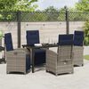 vidaXL Garden Dining Set with Cushion 5 pcs Grey Poly Rattan