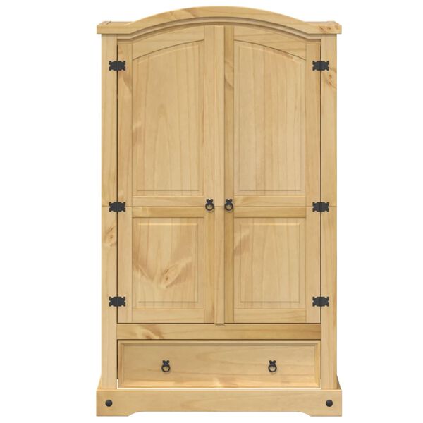 vidaXL Wardrobe Honey Solid Pine Wood Large Rectangular Rustic Locks