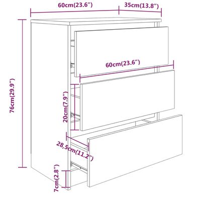 vidaXL Sideboard Gray 23.6"x13.8"x29.9" Engineered Wood
