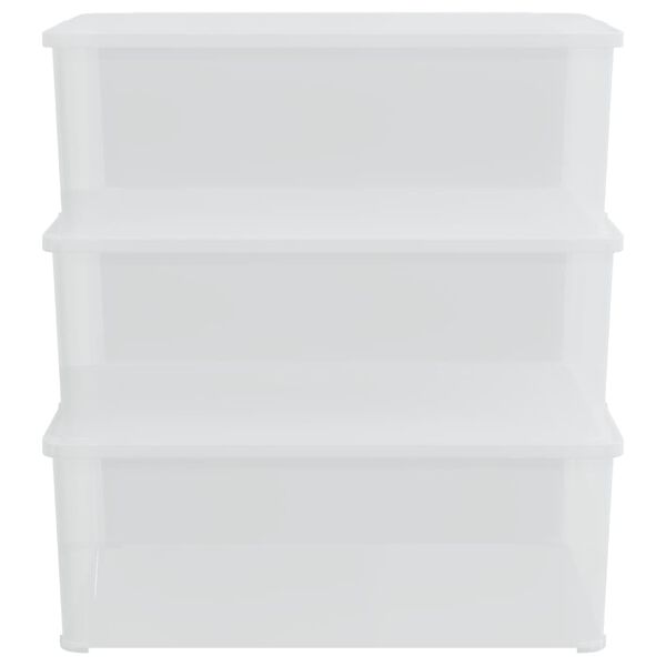 vidaXL Plastic Storage Box Set of 3 Transparent Polypropylene (PP)