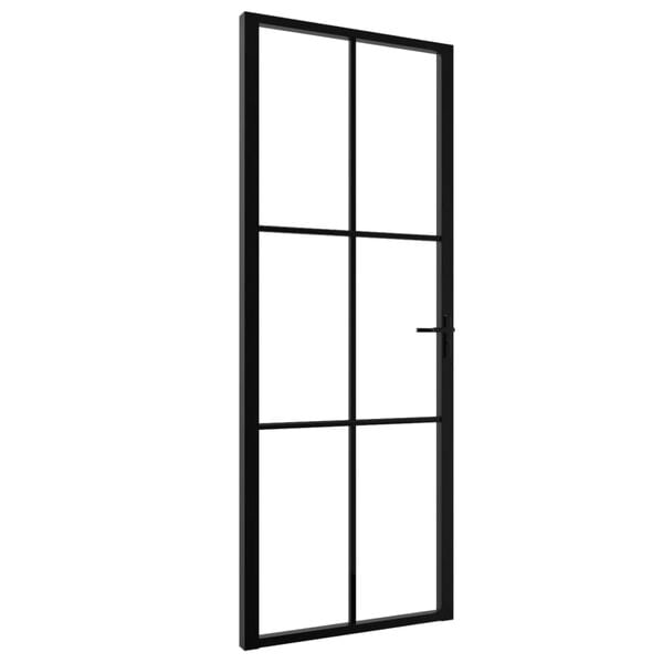 vidaXL Interior Door ESG Glass and Aluminum 29.9"x79.3" Black